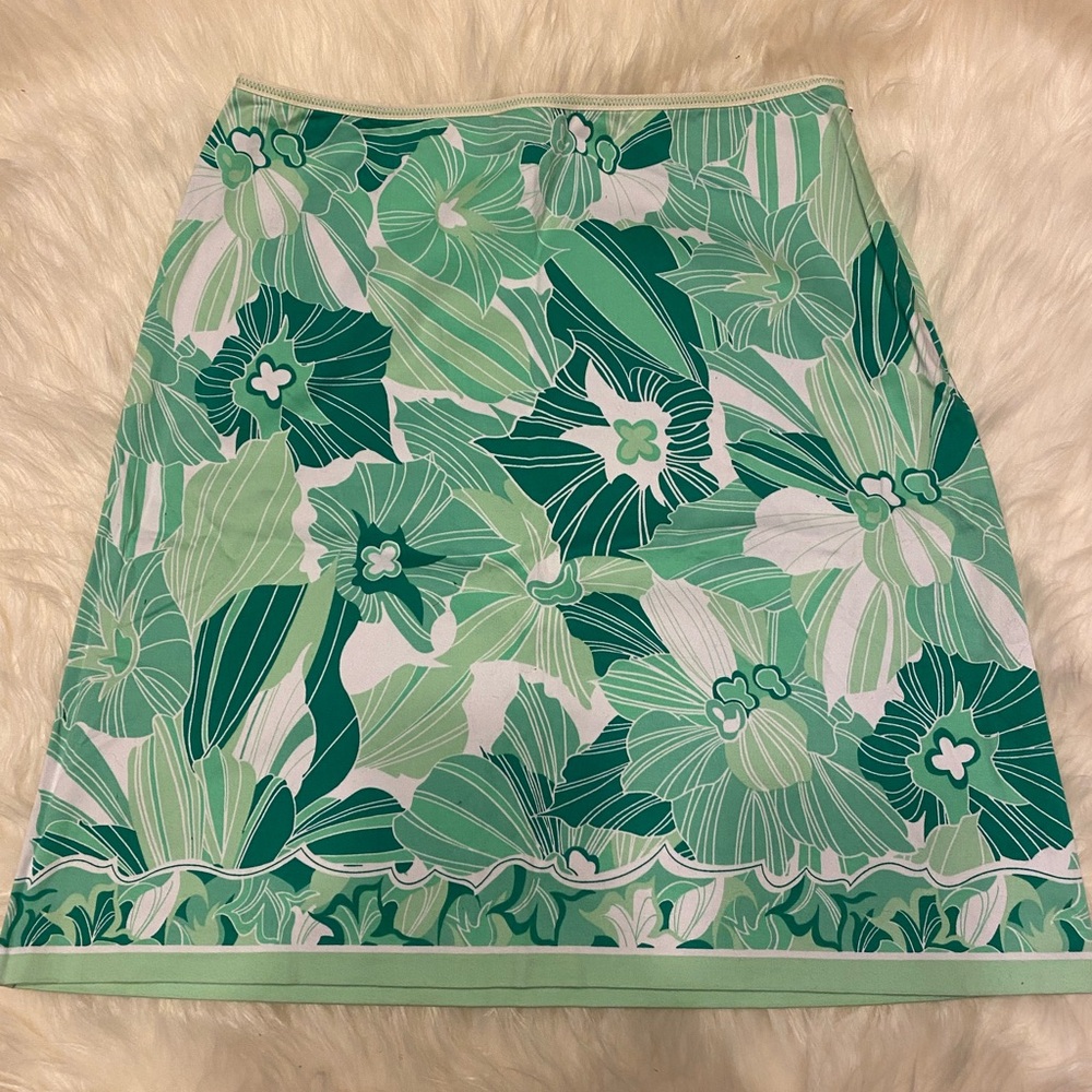Gianni Bini Green Floral A-Line Skirt